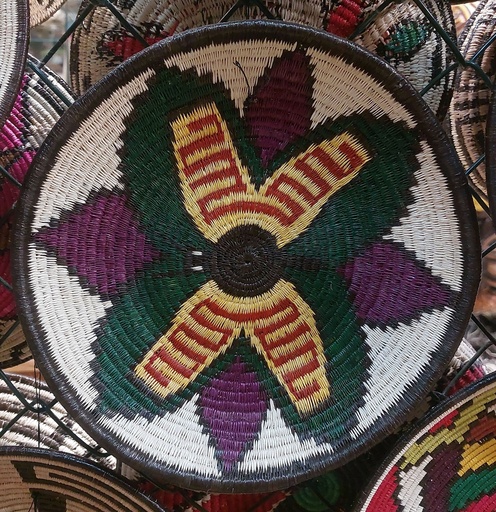 Plato Flor Verde Morado Amarillo